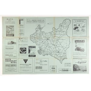 [POLSKA]. Mapa Polskich ważniejszych szlaków turystyki samochodowej. Mapa na ark. 63,1x94,7 cm. Lata 30....