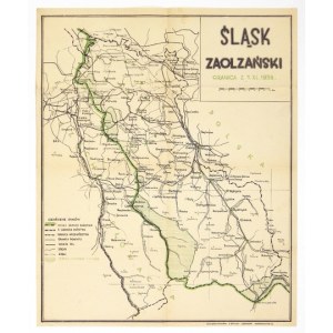 [ŚLĄSK]. Śląsk Zaolzański. Granica z 1. XI. 1938. Mapa dwubarwna form. 38,3x31,...