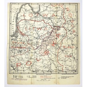 [WILEŃSZCZYZNA]. Nowa granica polski na Wileńszczyźnie. Mapa form. 33,1x31,8 na ark. 36x34,3 cm....