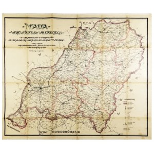 [WILEŃSZCZYZNA]. Mapa województwa wileńskiego. Mapa barwna form. 73x88,5 cm. 1928.