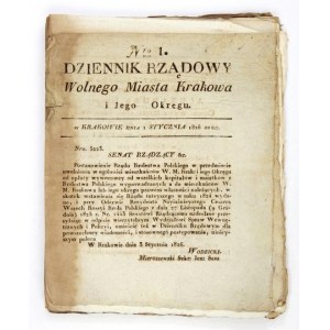 DZIENNIK Rządowy Wolnego Miasta Krakowa i Jego Okręgu. R. 1826, nr 1-28: 1 I-23 XII 1826.