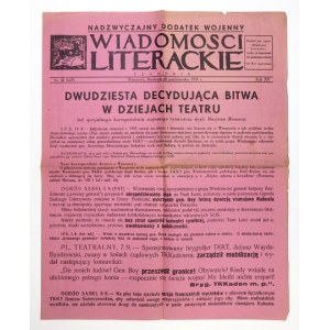 Satyryczny nadzwyczajny dodatek wojenny opracowany przez redaktorów Wiadomości Literackich. R. 12, nr 42 (622)...