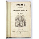 MICKIEWICZ Adam - Poezye Adama Mickiewicza. T. 1-4. Paryż 1828-1832. U przedsiębierców Barbezat i Delarue (t. 1-2)...