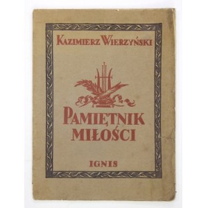 WIERZYŃSKI K. – Pamiętnik miłości. [Warszawa 1925]. Okładka E. Bartłomiejczyka.