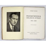 BECK Józef - Przemówienia, deklaracje, wywiady 1931-1939. Wyd. nowe, uzupełnione. Warszawa 1939. Gebethner i Wolff....