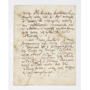 [LENARTOWICZ Teofil]. Fragment eines handschriftlichen Briefes von Teofil Lenartowicz, ohne Datum, geschrieben aus Italien, und ein Brief von Tekla Zmorska....