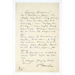 [LENARTOWICZ Teofil]. Fragment of a handwritten letter by Teofil Lenartowicz, no date, written from Italy, and a letter from Tekla Zmorska....