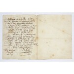 [LENARTOWICZ Teofil]. Fragment eines handschriftlichen Briefes von Teofil Lenartowicz, ohne Datum, geschrieben aus Italien, und ein Brief von Tekla Zmorska....