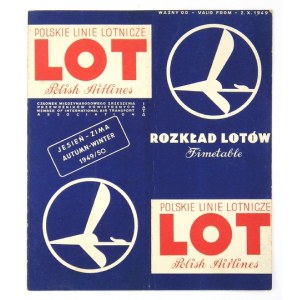 [LOT - rozkład lotów]. Polskie Linie Lotnicze Lot, Polish Airlines. Rozkład Lotów, Timetable. Jesień-zima 1949/50....