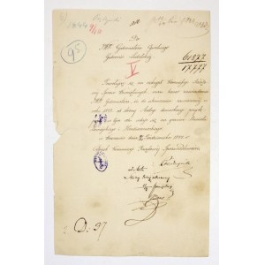 [PRĄDZYŃSKI Wincenty Józef]. Official letter of Wincenty J. Prądzyński as a member of the Government Commission of Justice, with ...