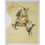 [UŁANI]. Pięć akwarelowych karykatur przedstawiających ułanów różnych pułków, rysowanych przez Stefana Stefanowskiego w ...