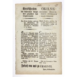 Kraków wolny od taksy stemplowej na krochmal i puder. 1803.