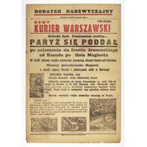 NOWY Kurjer Warszawski. 14 VI 1940. Paryż się poddał.