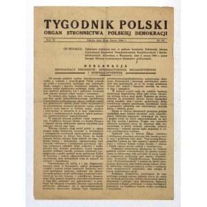 TYGODNIK Polski. R. 3, nr 54: 25 III 1944. Czasopismo konspiracyjne.
