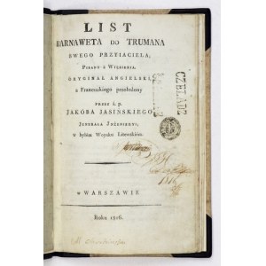 [DORAT Claude-Joseph] - List Barnaweta do Trumana swego przyiaciela, pisany z więzienia....