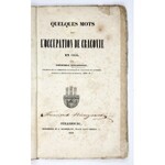 JANUSZEWICZ Teofil - Quelques mots sur l&#39;occupation de Cracovie en 1836. Strasbourg 1838. Imprim. de G....