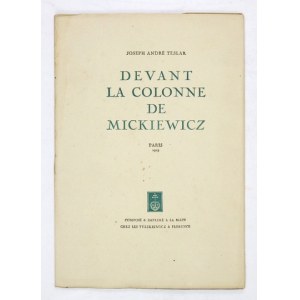 TESLAR J. A. – Devant la Colonne de Mickiewicz. 4. publikacja florenckiej oficyny S. Tyszkiewicza....