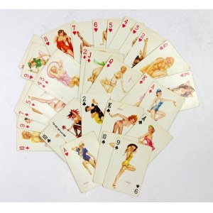 [KARTY do gry 2]. Kompletna talia 53 Vargas Girls. Plastic coated playing cards z wczesnych lat 60....