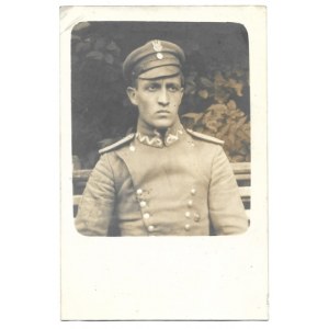 [LEGIONY Polskie - rtm. Gustaw Orlicz-Dreszer - fotografia portretowa]. [1916]. Fotografia pocztówkowa form. 13,...
