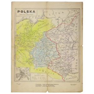Mapa terenów polskich wydana w 1939 po agresji ZSRR na Polskę