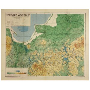 [POMORZE]. Pomorze Wschodnie. Mapa fizyczno-administracyjna. (Podział adm. wg. stanu z r. 1939). Mapa barwna form....