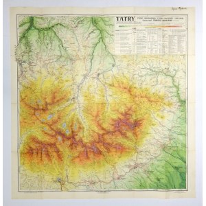 [TATRY]. Tatry. Część wschodnia: Tatry Wysokie i Bielskie. Mapa barwna form. 67,4x65,...