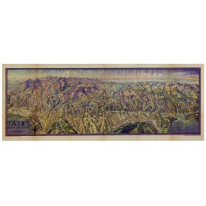 [TATRY]. Tatry. Widok od północy. Barwna mapa panoramiczna form. 26,8x78 cm.
