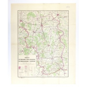 [WIELKOPOLSKA]. Powiat ostrowski, odolanowski, ostrzeszowski i kępiński. Mapa barwna form. 54,7x41,...