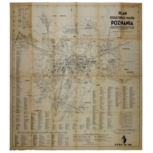 [POZNAŃ]. Plan stołecznego miasta Poznania. Plan form. 73,7x66,7 cm.
