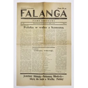 FALANGA. Pismo narodowe. R. 1, nr 10: 15 IX 1936.