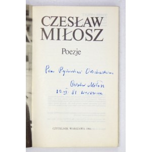 MIŁOSZ C. – Poezje. 1981. Z dedykacją autora.