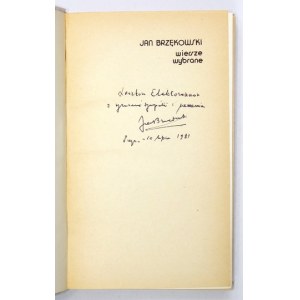 BRZĘKOWSKI Jan - Wiersze wybrane. Warszawa 1980. Czytelnik. 8, s. 289, [3], tbl. 1. opr. oryg....