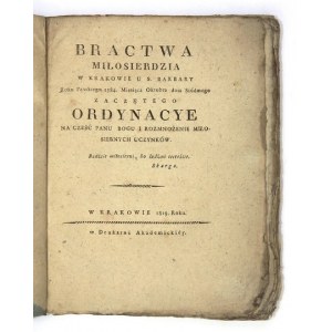 BRACTWA miłosierdzia w Krakowie u S. Barbary zaczętego roku Pańskiego 1584 [......