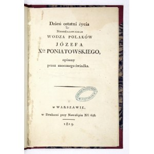 L. Tykiel - Dzień ostatni życia [...] Józefa X-cia Poniatowskiego. 1819.