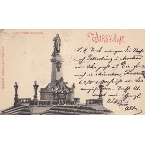 post card POMNIK ADAM MICKIEWICZA W WARSZAWIE, 1899.