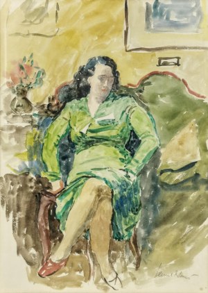 Leonard PĘKALSKI (1896-1944), Portret pani Wandy P. w zielonej sukni