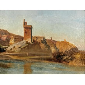 Teofil KWIATKOWSKI (1809-1891) - przypisywany, Pejzaż z wieżą
