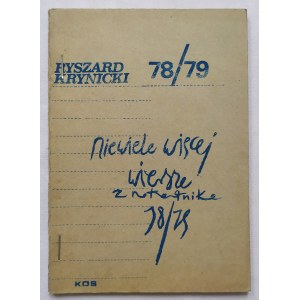 Krynicki Ryszard • Niewiele więcej. Wiersze z notatnika 78/79