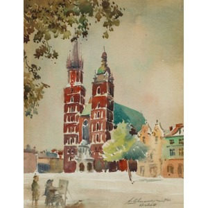 Antoni CHRZANOWSKI, WIDOK NA KOŚCI&Oacute;Ł MARIACKI W KRAKOWIE, 1942