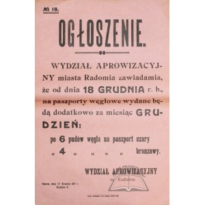 OGŁOSZENIE. Nr. 19.