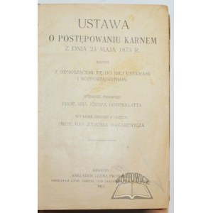 USTAWA o postępowaniu karnem z dnia 23 Maja 1873 r.