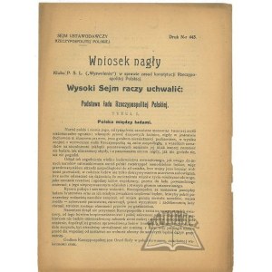 WNIOSEK nagły Klubu P.S.L. (Wyzwolenie) w sprawie zasad konstytucji Rzeczpospolitej Polskiej.