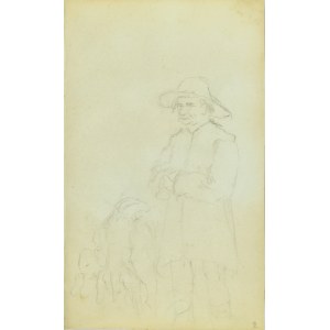 Jacek Malczewski (1854-1929), Stojący wieśniak w kapeluszu i para psów