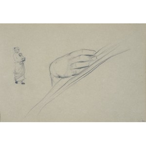 Włodzimierz Tetmajer (1861 - 1923), Szkice dłoni oraz wiejskiej kobiety z niemowlęciem na rękach, ok. 1900