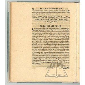 (HEWELIUSZ Jan), Acta Eruditorum anno MDCLXXXIII publicata [...].