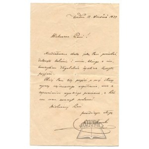 ZIEMIAŁKOWSKI Florian. List z Wiednia 1877 r.