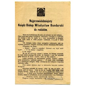 NAJPRZEWIELEBNIEJSZY Ksiądz Biskup Władysław Bandurski do rodaków.