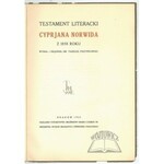 (NORWID Cyprian), Testament literacki Cyprjana Norwida z 1858 roku