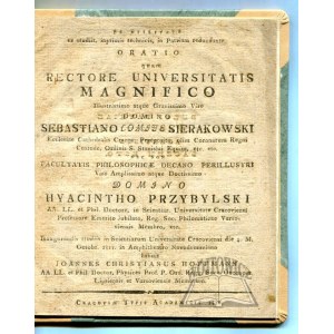 HOFFMANN Jan Chrystian, De utilitate ex studiis, inprimis technicis, in Patriam redundante. Oratio quam Rectore Universitatis Magnifico.