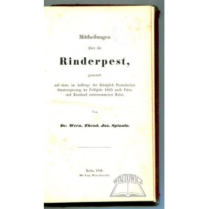 SPINOLA Werner Theodor Josef, Mittheilungen über die Rinderpest.